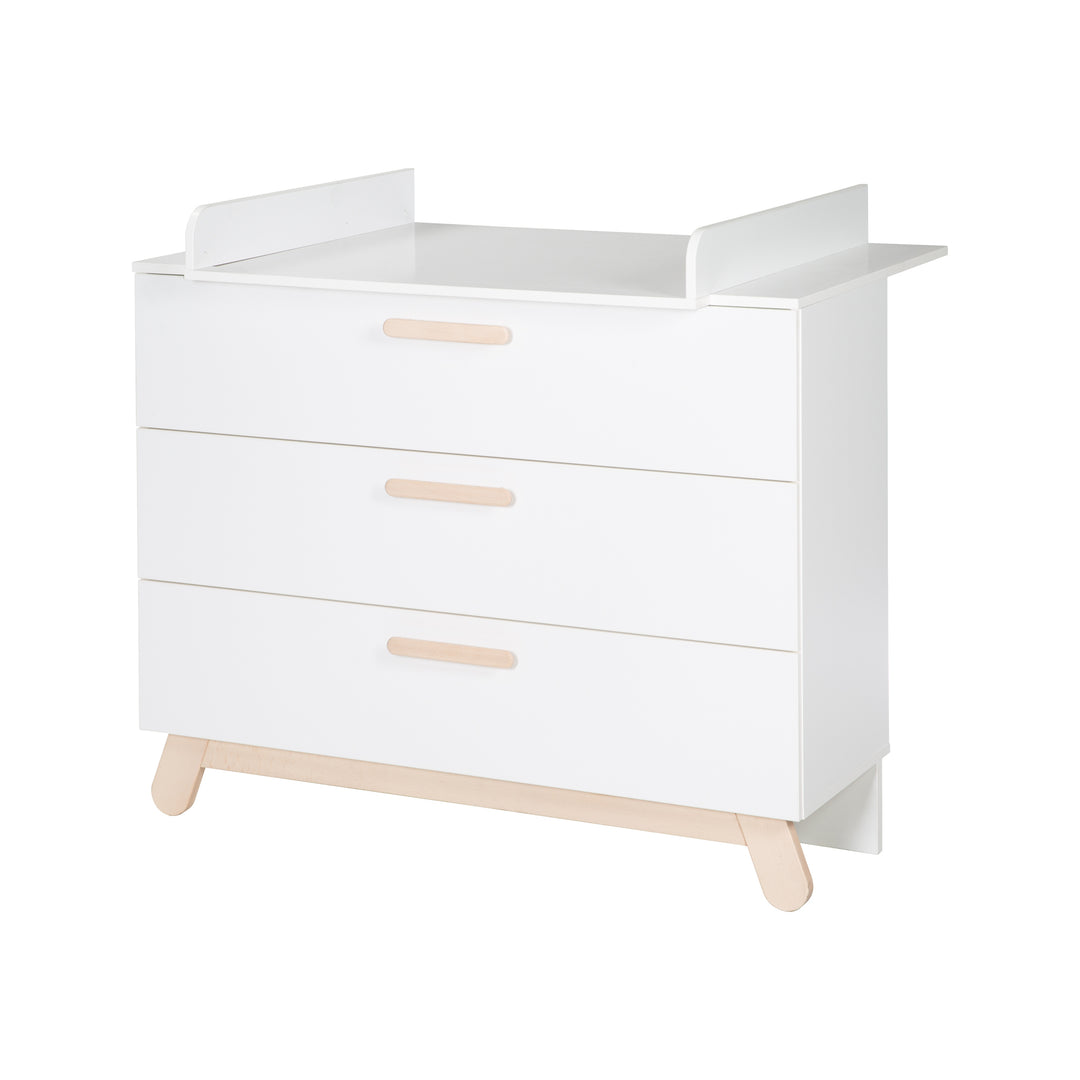 Juego de habitación 'Clara' en blanco, incluye cama combinada, cambiador y armario de 3 puertas