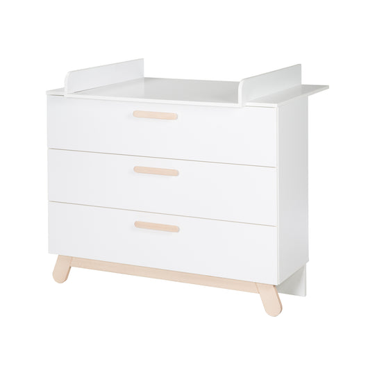 Juego de habitación 'Clara' en blanco, incluye cama combinada, cambiador y armario de 3 puertas