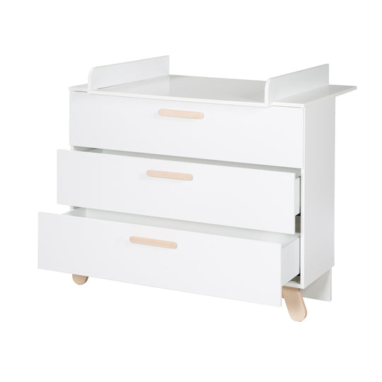 Cambiador 'Clara', con accesorio para cambiar, patas y tiradores de madera maciza, altura de cambio 93 cm