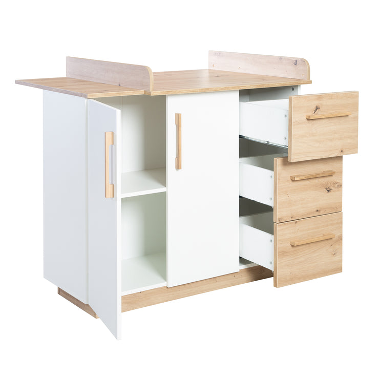 Changing table dresser 'Lion' incl. removable top - 3 drawers & 2 revolving doors