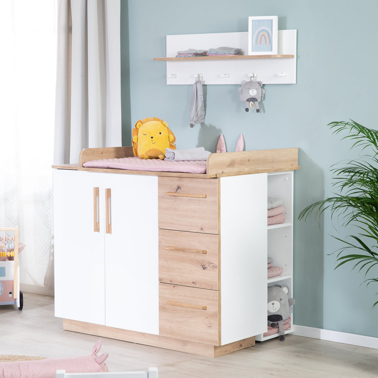 Changing table dresser 'Lion' incl. removable top - 3 drawers & 2 revolving doors