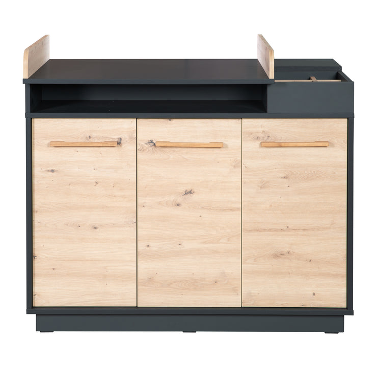 Changing dresser 'Lenn' incl. open compartments, anthracite / 'Artisan oak' wood decor