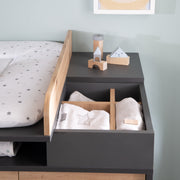 Changing dresser 'Lenn' incl. open compartments, anthracite / 'Artisan oak' wood decor