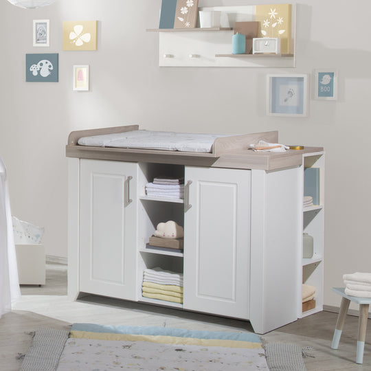 Set de chambre 'Felicia', incl. lit bébé 70 x 140 cm, commode à langer et armoire, blanc/orme lunaire
