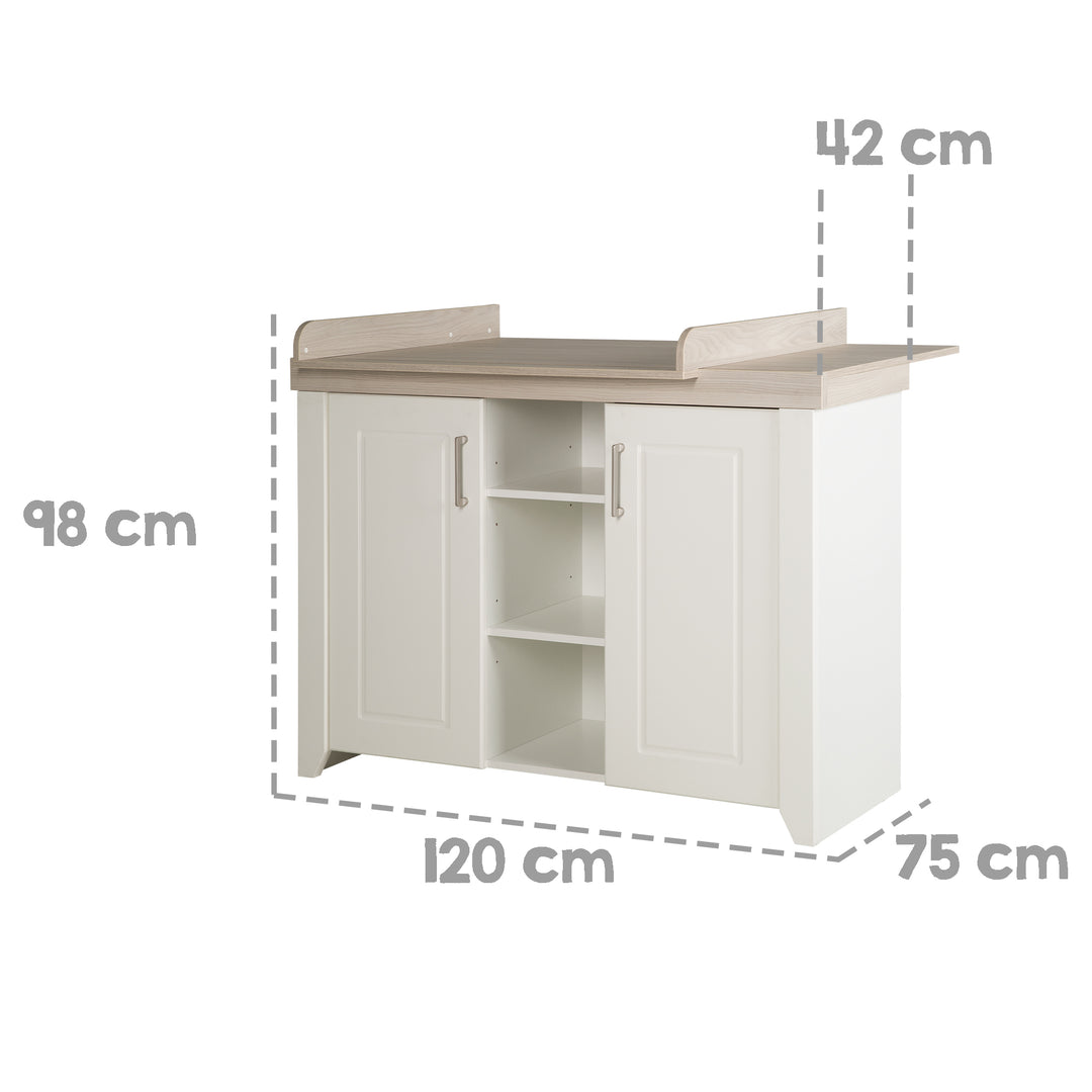 Set de chambre 'Felicia', incl. lit bébé 70 x 140 cm, commode à langer et armoire, blanc/orme lunaire