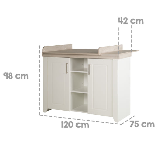 Set de chambre 'Felicia', incl. lit bébé 70 x 140 cm, commode à langer et armoire, blanc/orme lunaire
