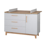 Cassetto di cassetti "Caro" con pannolino, chiusura morbida, 1 porta, 3 cassetti, altezza avvolgimento 94 cm