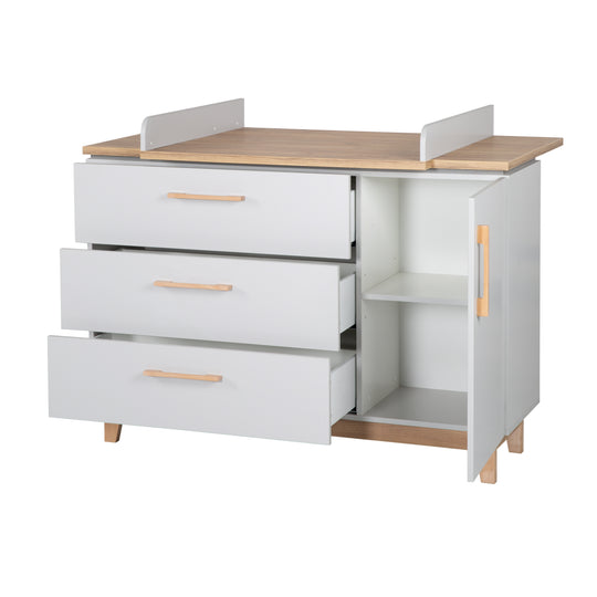 Changing Table 'Caro' with Changing Top, Soft-Close, 1 Door, 3 Drawers, Changing Height 94 cm