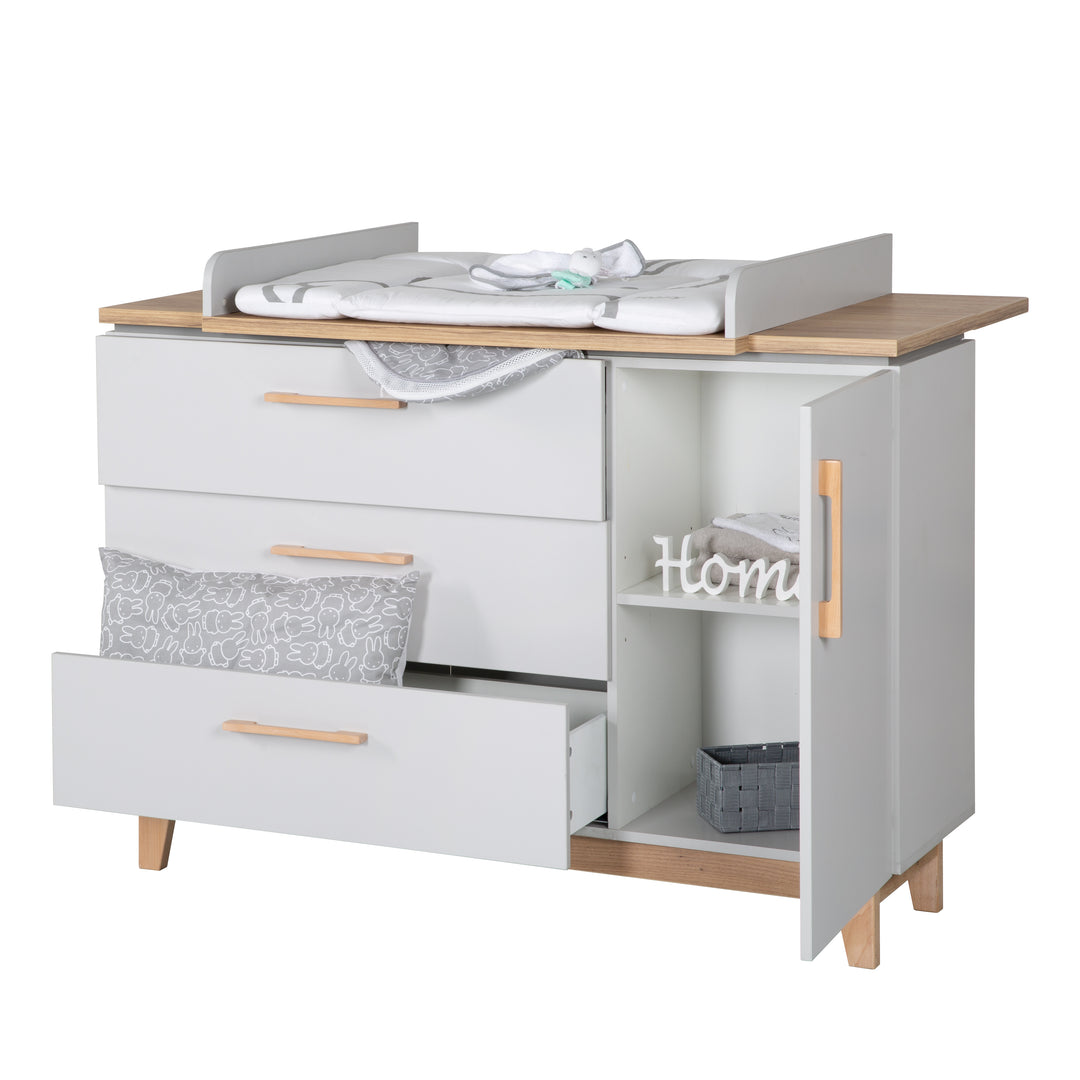 Changing Table 'Caro' with Changing Top, Soft-Close, 1 Door, 3 Drawers, Changing Height 94 cm