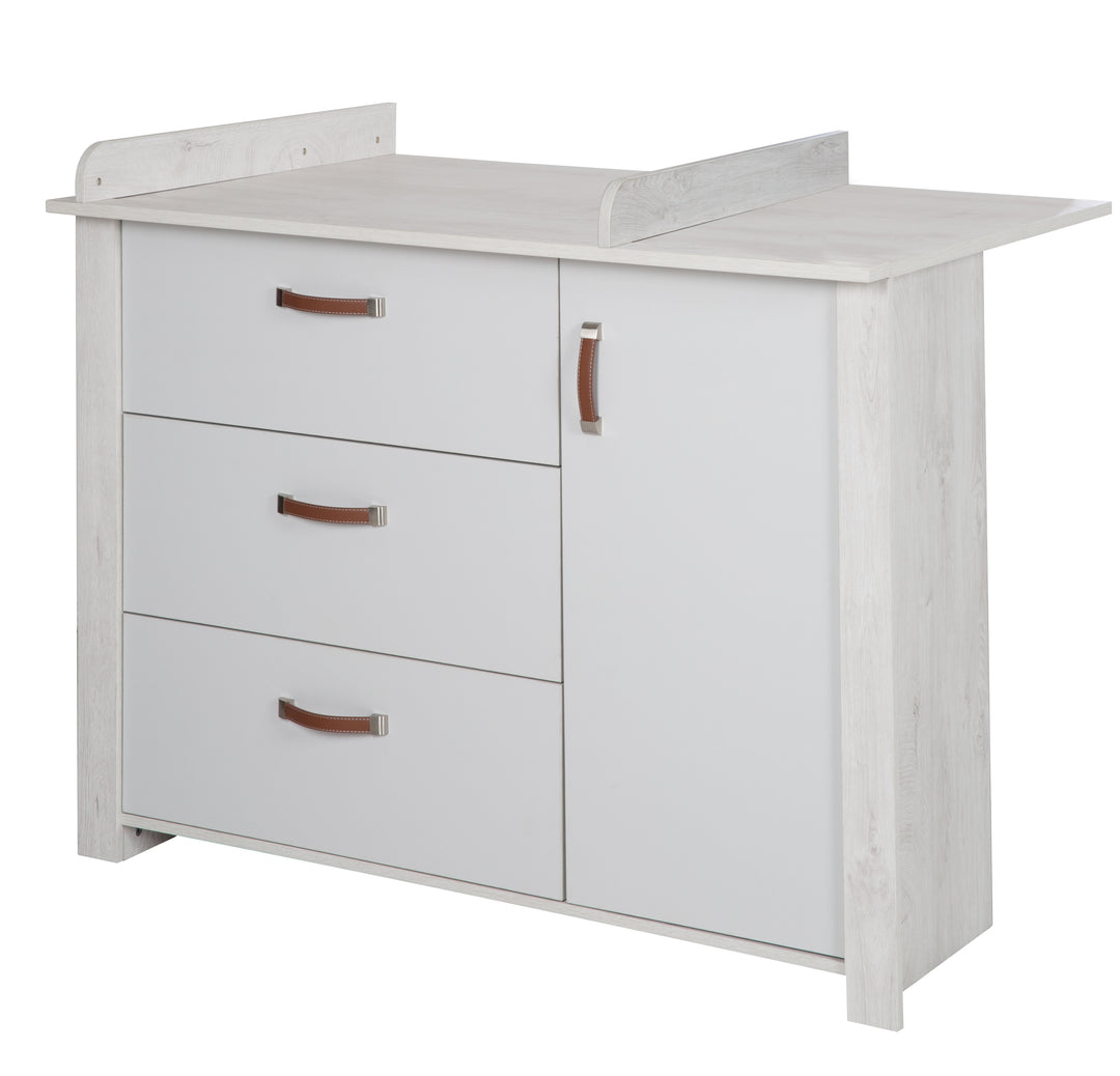 Cameretta per bambini 'Mila', comprensiva di lettino 70 x 140 cm e fasciatoio, grigio / bianco