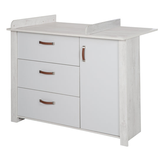 Cameretta per bambini 'Mila', comprensiva di lettino 70 x 140 cm e fasciatoio, grigio / bianco