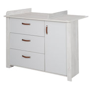 Kinderzimmerset 'Mila', inkl. Kombi-Bett 70 x 140 cm, Wickelkommode & 3-türigem Schrank, grau/weiß