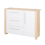 Wickelkommode 'Matilda', Soft-Close, 3 Schubladen, 1 Tür, Eiche sägerau/ grau