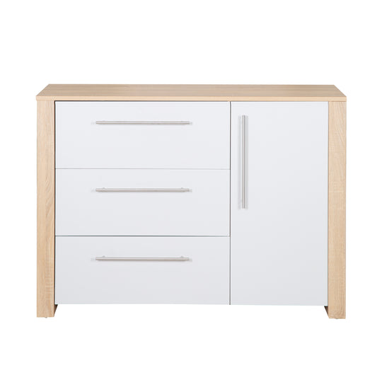 Cassettiera fasciatoio 'Matilda', close morbide, 3 cassetti, 1 porta, rovere sägerau/ grigio