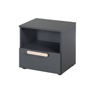 Bedtable 'Jara' - 1 cassetto, 1 soggetto aperto - antracite - manico in faggio -echo