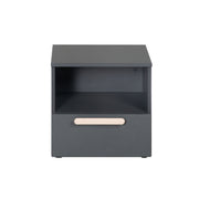Bedtable 'Jara' - 1 cassetto, 1 soggetto aperto - antracite - manico in faggio -echo