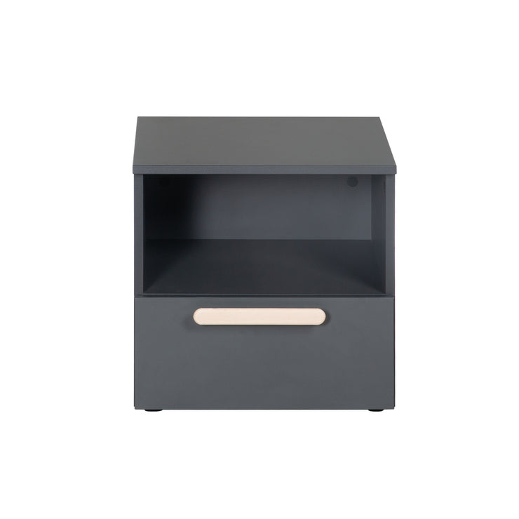 Bedtable 'Jara' - 1 cassetto, 1 soggetto aperto - antracite - manico in faggio -echo
