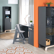 Bureau 'Jara' - Miroir -in convertible - anthracite - Poignées en hêtre solide