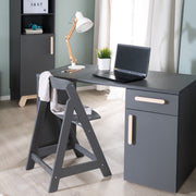 Bureau 'Jara' - Miroir -in convertible - anthracite - Poignées en hêtre solide