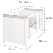 Kombi-Kinderbett 'Wilma' 70 x 140 cm, 3-fach höhenverstellbar, umbaubar zum Juniorbett