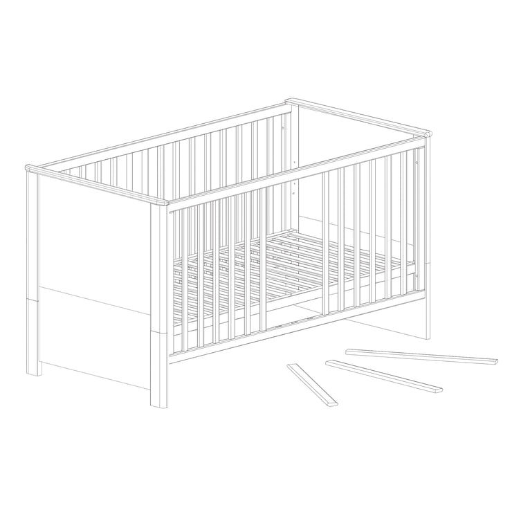 Cama infantil combinada 'Linus', 70 x 140 cm, ajustable, 3 barras antideslizantes, convertible en cama para niños