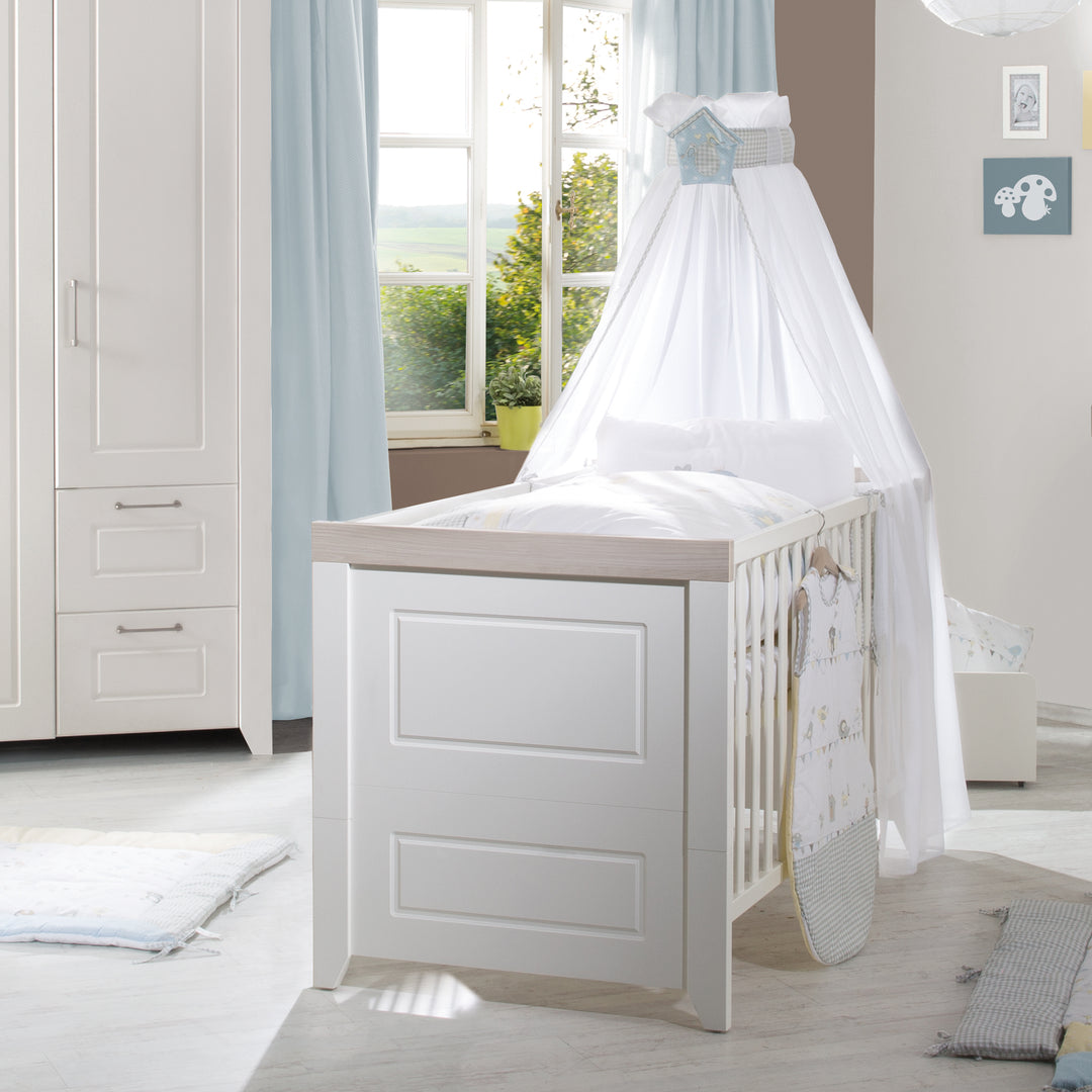 Set de chambre 'Felicia', incl. lit bébé 70 x 140 cm, commode à langer et armoire, blanc/orme lunaire