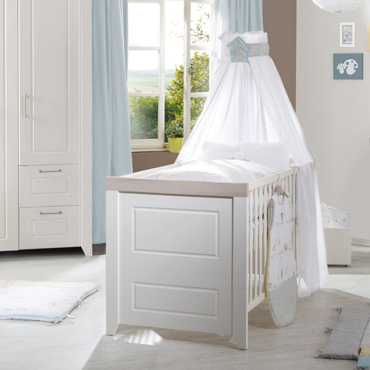 Set de chambre 'Felicia', incl. lit bébé 70 x 140 cm, commode à langer et armoire, blanc/orme lunaire