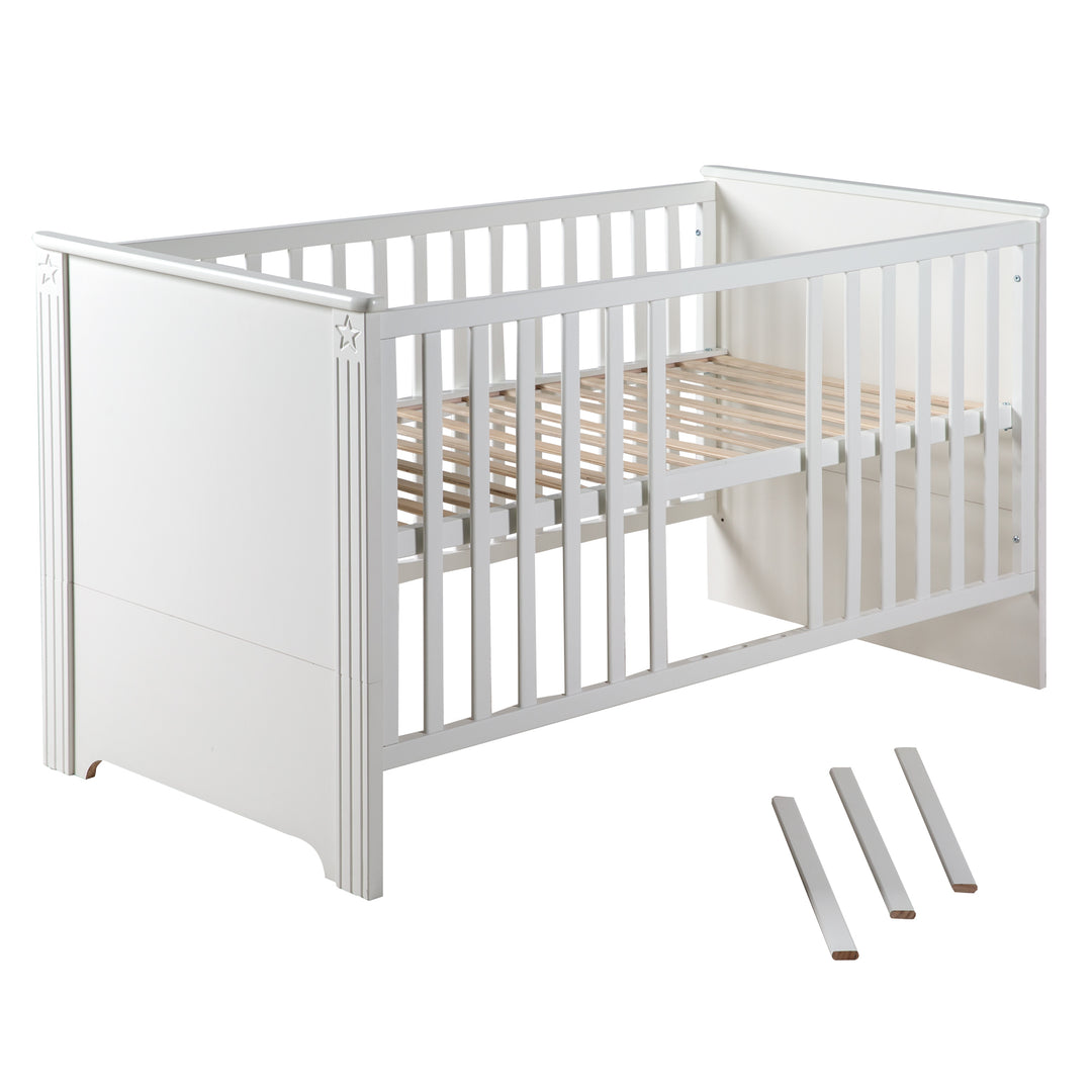 Cama infantil combinada 'Maxi', 70 x 140 cm, ajustable en 3 alturas, convertible en cama junior