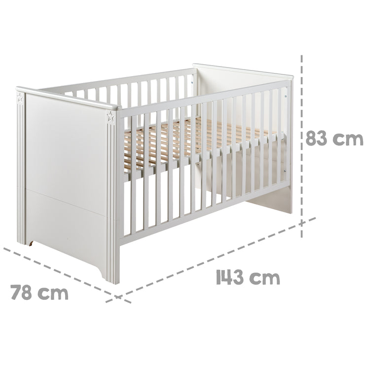 Cama infantil combinada 'Maxi', 70 x 140 cm, ajustable en 3 posiciones en altura, convertible en cama para niños