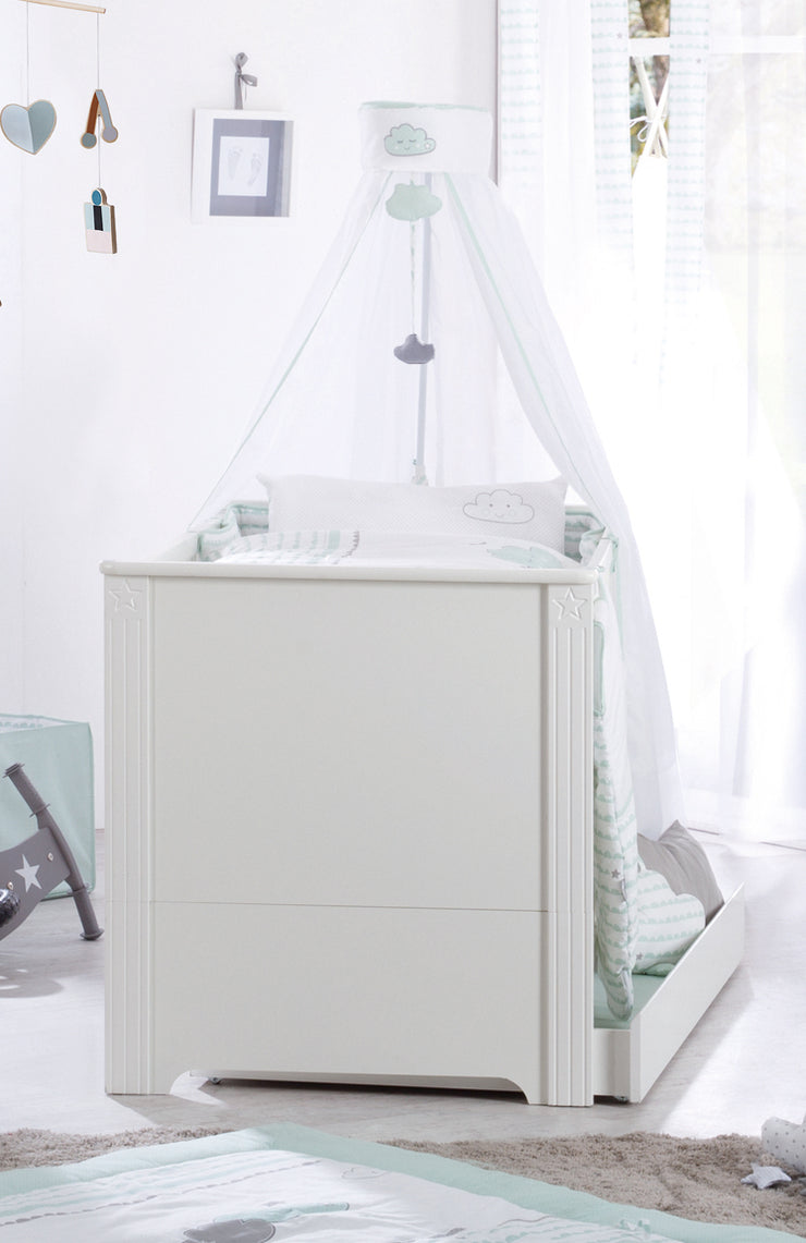 Kindermöbelset 'Maxi' weiß inkl. Kombi-Bett, 70 x 140 cm & breiter Wickelkommode