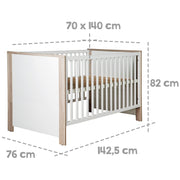 Cama infantil combinada 'Olaf', 70 x 140 cm, ajustable en altura, 3 barras antideslizantes, convertible