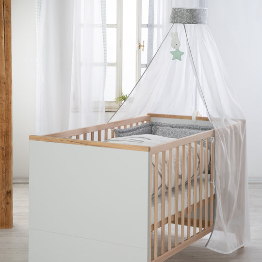 Cuna convertible 'Caro', 70 x 140 cm, ajustable en altura, extensible, 3 barrotes extraíbles, convertible