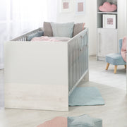 Kombi-Kinderbett 'Maren 2', 70 x 140 cm, verstell-/umbaubar, 3 Schlupfsprossen, Lichtgrau/weiß