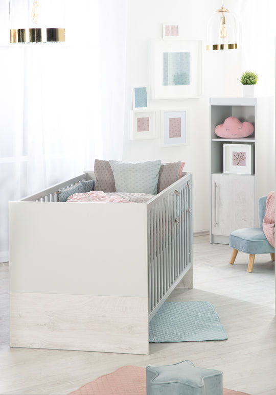 Set da camera per bambini 'Maren 2', incluso letto combi 70 x 140 cm, cambio petto & mobile a 3 porte, grigio chiaro/bianco