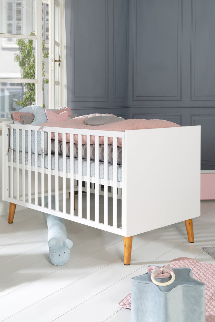 Ensemble de chambre "Mick", incl. lit bébé 70 x 140 cm et commode à langer, blanc/chêne doré