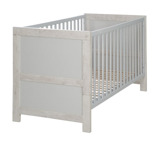 Set camera per bambini 'Mila', compreso il letto combi 70 x 140 cm, cambio petto & armadio a 3 porte, grigio/bianco