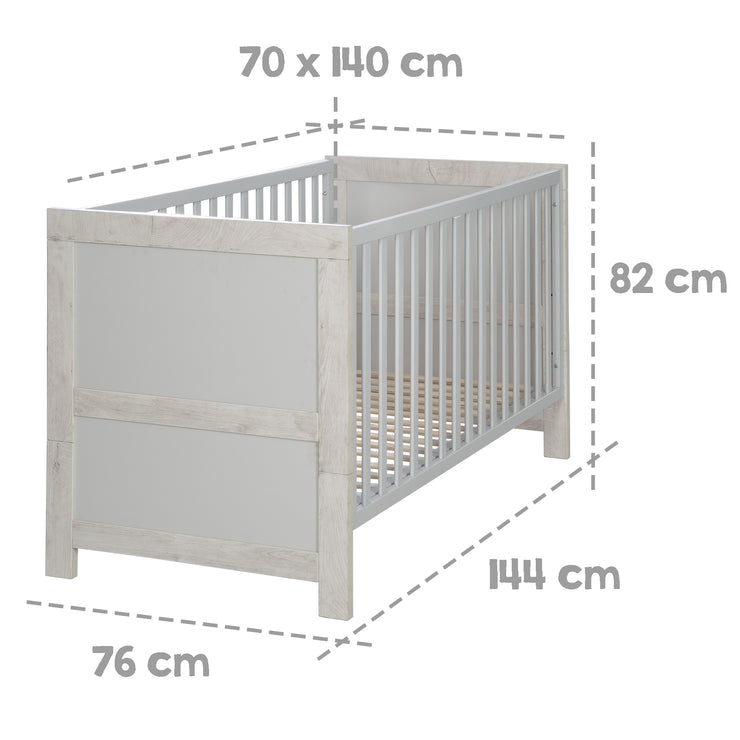 Lettino Combi "Mila", 70 x 140 cm, regolabile / trasformabile in letto per ragazzi, cresce con il bambino, 3 gradini