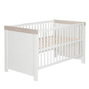 Combi Bed para niños 'Lucy' 70 x 140 cm, convertible, blanco, corona en 'Luna Elm'