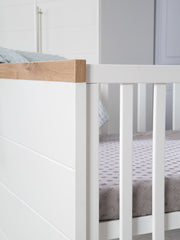 Cama combinada de niños 'Nele' 70 x 140 cm, con frentes blancos y fresado horizontal
