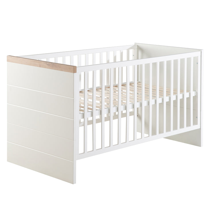 Cama combinada de niños 'Nele' 70 x 140 cm, con frentes blancos y fresado horizontal