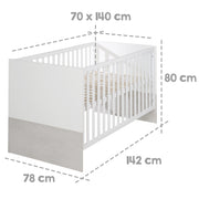 Ensemble de meubles «Julia» en 2 parties, y compris le lit pour enfants combi 70 x 140 cm et coffre d'enveloppement