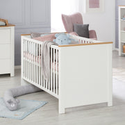 Kombi-Kinderbett 'Ava' 70 x1 40 cm, umbaubar zum Juniorbett, weiß, Dekor in 'Artisan Eiche'