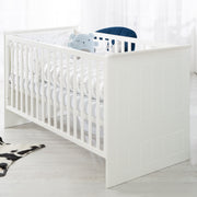 Combi Children's Bed 'Sylt', 70x140 cm, blanc, réglable à la hauteur, 3 choux, convertibles