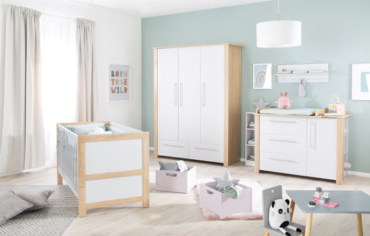 Cuna convertible 'Matilda' 70 x 140 cm, ajustable/convertible, incluye 3 barrotes extraíbles