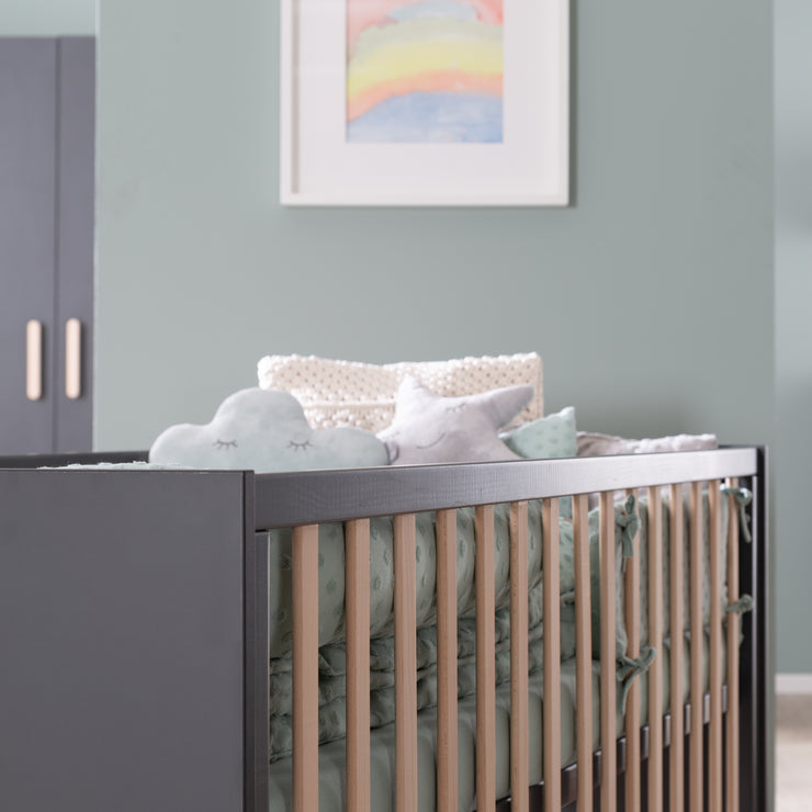 ROBA Lit Bébé Évolutif 70 x 140 - Réglable en Hauteur - 3 Barreaux