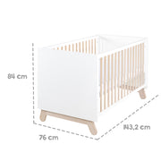 Lit pour enfants combinés 'Clara' 70 x 140 cm, blanc, nature, réglable, 3 choux, convertibles