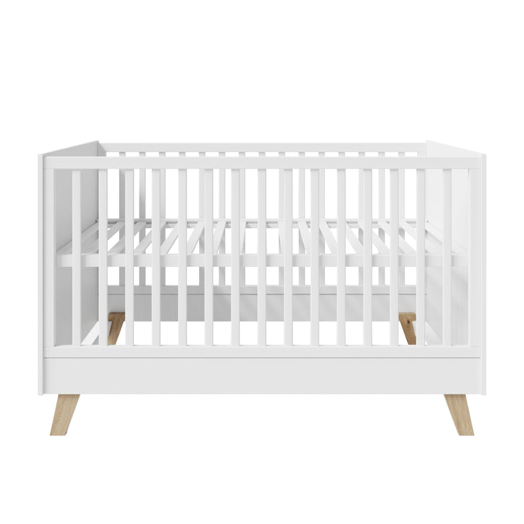 Kombi Kinderbett 'Smile' 70x140 - Höhenverstellbar - Füße aus Eiche massiv - Weiß