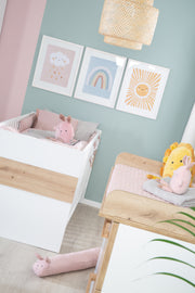 Kombi-Kinderbett 'Lion' 70x140 - 3-fach höhenverstellbar - Weiß & Holzdekor 'Artisan Eiche'