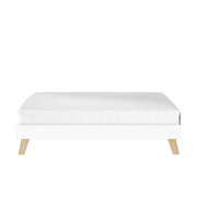 Cama inteligente Smart 70x140 - Cama combinada controlada por aplicación - Blanco / Roble