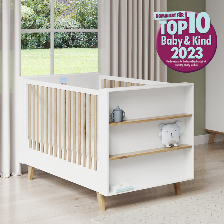 Intelligent Smart Bed 70x140 - App-controlled Combo Bed - White / Artisan Oak